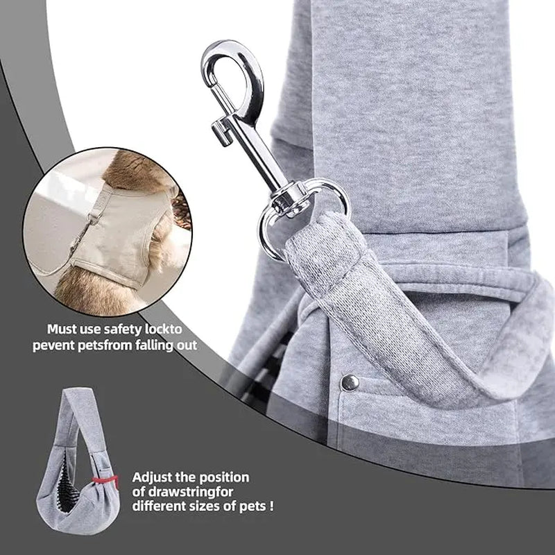 Reversible Small and Medium Pet Carrier Sling Bag with Storage Pocket - Hands-Free Dog and Cat Travel Harness for Daily Use