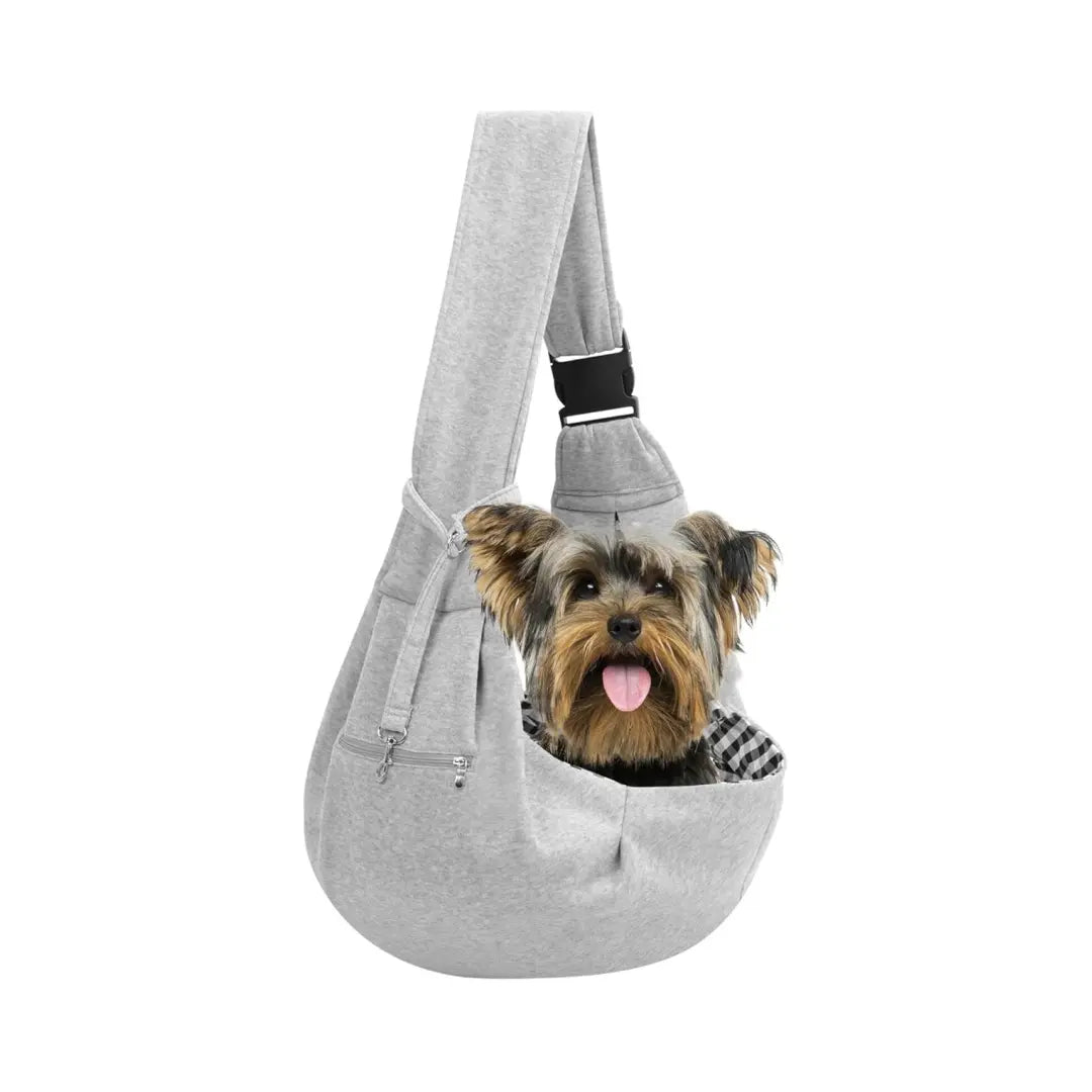 Reversible Small and Medium Pet Carrier Sling Bag with Storage Pocket - Hands-Free Dog and Cat Travel Harness for Daily Use
