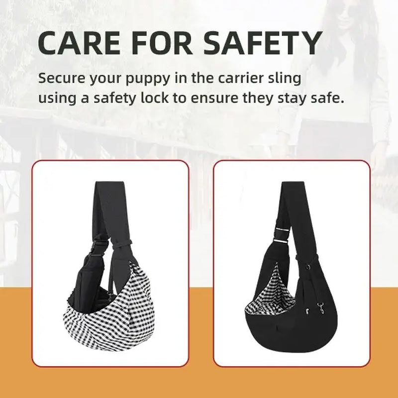 Reversible Small and Medium Pet Carrier Sling Bag with Storage Pocket - Hands-Free Dog and Cat Travel Harness for Daily Use