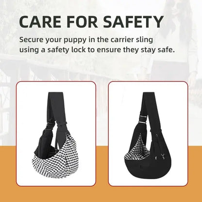 Reversible Small and Medium Pet Carrier Sling Bag with Storage Pocket - Hands-Free Dog and Cat Travel Harness for Daily Use