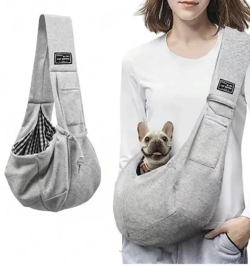 Reversible Small and Medium Pet Carrier Sling Bag with Storage Pocket - Hands-Free Dog and Cat Travel Harness for Daily Use